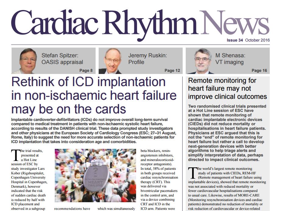 Cardiac Rhythm News Issue 34 – October 2016