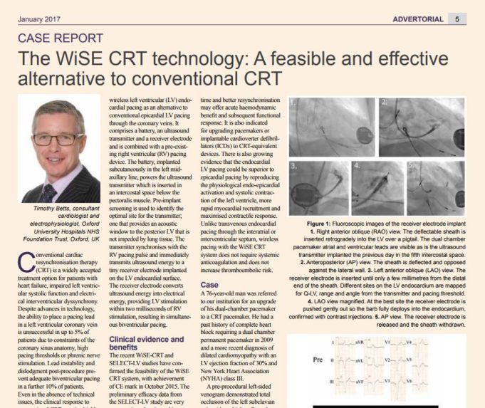 The WiSE CRT technology: A feasible and effective alternative to conventional CRT ‒ CASE REPORT